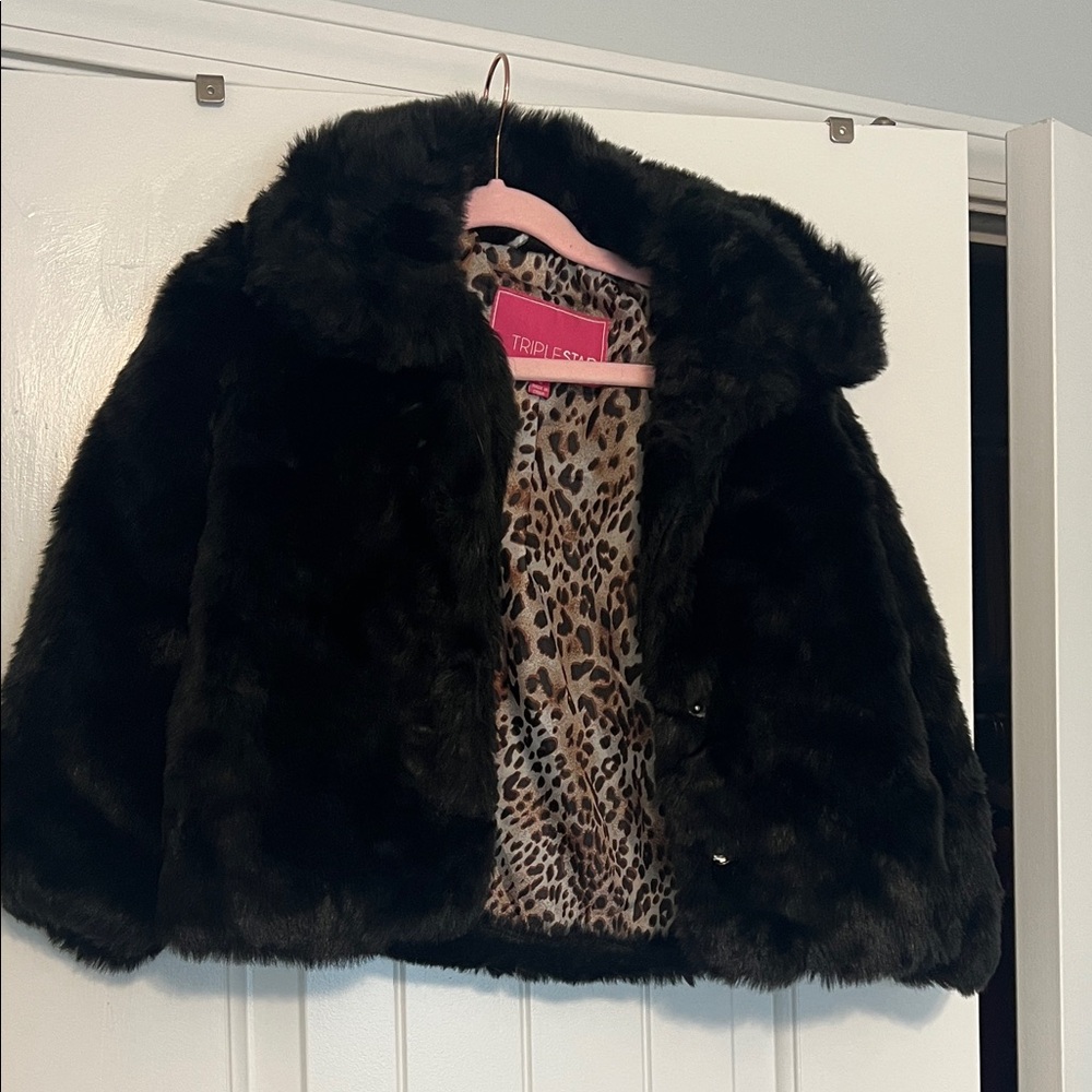 Girls Black Faux Fur coat size 4